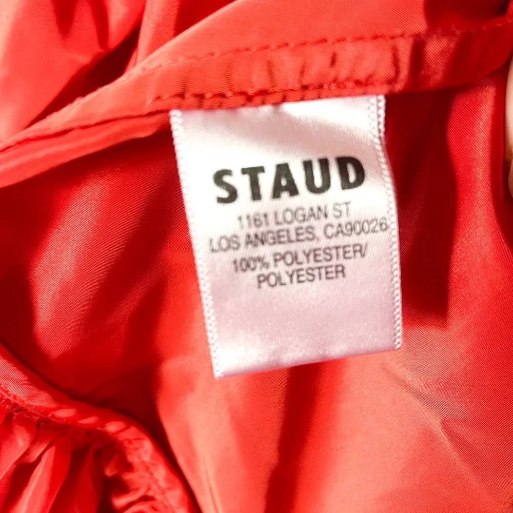 Staud Florence Gown Red Maxi Dress Spaghetti Strap Sleeveless A-Line Sz L - Picture 11 of 16